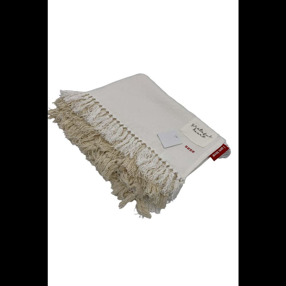 Peace Love World 60" x 70" 100% Cotton Dip Dye Throw Natural